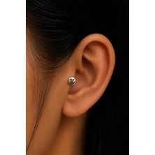 Semtim Kuyumculuk Sertifikalı 316L Çelik Gülen Yüz Smiley Figürlü Taşsız Premium Gümüş Renk Tragus ve Helix Piercing Gold 48 Sertifikalı, Özel Kutulu, Hediye Paketli