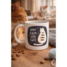 Bezos Keep Calm Love Cats Kedi Temalı Porselen Kupa Model 56 – Sevimli Tasarım , Kahve & Çay Kupası