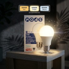 Noas 9W 4000K LED Ampul Doğal Gün Işığı Tasarruflu
