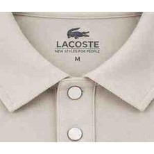 Lacoste Polo Yaka Regular Fit Çıtçıt Kapama Bej Erkek Uzun Kol