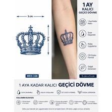 1 Ay Kalıcı 24 Saat Sonra Kararan 5x5 cm Minimal Kral Taç Model Geçici Dövme Tattoo