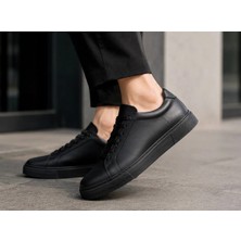 Endemre El Yapımı Hakiki Deri Siyah Erkek Sneakers Ayakkabı