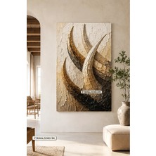 Premium Toprak Tonlarında Yükselen Keskin ve Dinamik Soyut Kıvrımlar Çerçevesiz Kanvas Tablo
