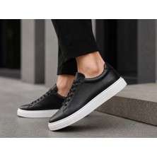 Endemre El Yapımı Iç Dış %100 Hakiki Deri Erkek Siyah Sneakers Ayakkabı