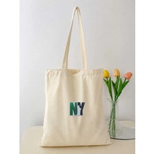 Le Vion Ny Yeşil Baskılı Bez Omuz Çantası 38X42 cm - Tasarım 38