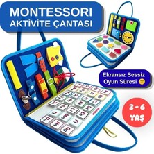 Generic Montessori Aktivite Çantası 8 Sayfa | 8 Öğrenme Becerisi | 3-6 Yaş Eğitici Oyuncak | Motor Beceri Geliştirici Keçe Oyun Seti | Mavi