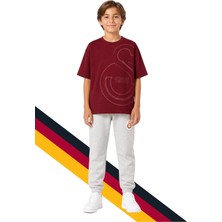 Galatasaray Çocuk Logo Baskılı Bordo Tişört ve Gri Eşofman Altı, Eşofman Takımı