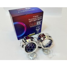 Femex Bi-Xenon Bal Petek Desenli Kırmızı Renk Far Içi Mercek 2,5 Inc Far Merceği LED Xenon Uyumlu