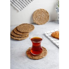 Trend Home Life 6 Adet El Yapımı Hasır Çay Tabağı Altlığı Fincan Altlığı Bardak Altlığı