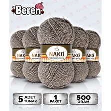 Nako Süperlambs Special - 21264 Kahve Krem Muline - 5'li Paket - 100GR/200M - Hırka-Kazak-Atkı-Bere-Patik-Yelek, El Örgü Ipi