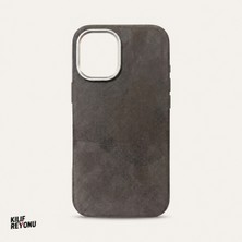 iPhone 17 Magsafe Uyumlu Premium Alcantara Dokulu Kılıf – Antrasit