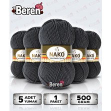 Nako Süperlambs Special - 1937 Beton Gri - 5'li Paket - 100GR/200M - Hırka-Kazak-Atkı-Bere-Patik-Yelek, El Örgü Ipi
