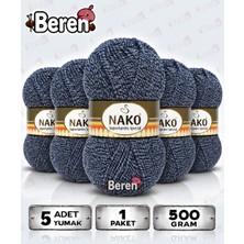 Nako Süperlambs Special - 21284 Mavi Lacivert Muline - 5'li Paket - 100GR/200M - Hırka-Kazak-Atkı-Bere-Patik-Yelek, El Örgü Ipi