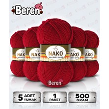 Nako Süperlambs Special - 4426 Kor Kırmızı - 5'li Paket - 100GR/200M - Hırka-Kazak-Atkı-Bere-Patik-Yelek, El Örgü Ipi