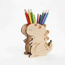 Roven Montessori Ahşap Dinozor Kalemlik ve Masaüstü Organizer - Çocuk Odası Dekoru, Kalemlik