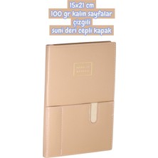 Seyfi Kırtasiye 15X21 cm 100 gr Kalın Sayfalar Çizgili Suni Deri Cepli Kapak Not Defteri