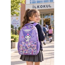 Dodomar Kuromi Kız Çocuk Ilkokul Çantası Mor Desenli Okul Sırt Çantası 45 x 28 x 14 cm