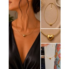 Mare Butik Gold Kalp Detaylı Minimal Kolye