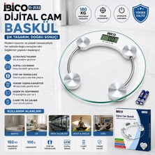 Dijital - Pilli Yuvarlak Banyo Baskül Terazi Tartı LCD Ekran 180KG/0.1G 30X30CM İ11-026 BX40