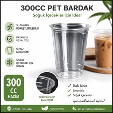 Clovers 300 cc Şeffaf Pet Bardak | 300 ml Tek Kullanımlık Soğuk Içecek Bardağı