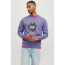 Jack & Jones Jorsılverlake Sweat Crew Mor Erkek Sweatshirt