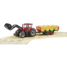 Oyuncakmatik Case Ih Optum 300 Cvx Kepçeli Traktör ve Balya Taşıma Römorku 1:16 Model