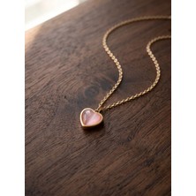 316L Çelik Pembe Sedefli Mini Kalp Kolye