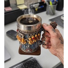 lstri Game Over Zincirli 3D Kabartmalı Kupa Bardak  Paslanmaz Çelik Iç Hazneli 3D Dekoratif Oyuncu Mug