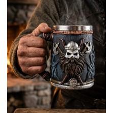 lstri Valhalla Viking Paslanmaz Çelik Tek Kulplu Korna Kafatası Iskandinav Viking Savaşçı Kafatası Kupa Maşrapa 600 Ml, Sıcak Soğuk Içecek Takımı Erkek Hediye