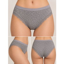Bikini Külot Gri Kırmızı Siyah 3 Lü Paket