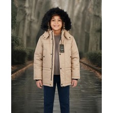Tiamo junior Erkek Çocuk Kışlık Bej Şişme Kürklü Mont