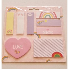 Modellino Happy Every Day Rainbow Kalp Kare 6 Çubuk Yapışkanlı Not Kağıdı - Pembe Kartela