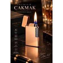 Bizle Tasarla Premium Rose Gold Metal Çakmak Yandan Çarklı Ateşleme, Özel Kutusunda ve Hediye Paketinde. Eşe, Sevgiliye ,
