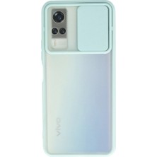 Zamerya Vivo Y53S Kılıf Palm Buzlu Kamera Sürgülü Silikon - Turkuaz