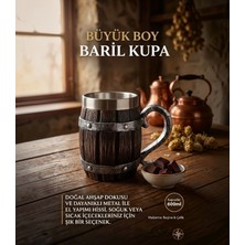 lstri Fıçı Şeklinde,ahşap Görünümlü Kulplu Viking Kupası 600 ml Sıcak Soğuk Içecek Bardağı, Iç Hazneli Kapasiteli Büyük Boy Paslanmaz Çelik Bardak; Soğuk Içecekler,için Mükemmeldir 001
