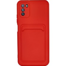 Zamerya Pocophone M3 Kılıf Kelvin Kartvizitli Silikon - Kırmızı