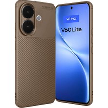 Zamerya Vivo V60 Lite Auto Focus Karbon Kapak - Kahverengi