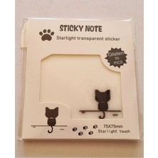 Modellino Transparent Yapışkanlı Kare Not Kağıdı Kedili Patili Hayvan Dostlar Baskılı 75X75MM 50 Yaprak - Tek Kedi Baskılı