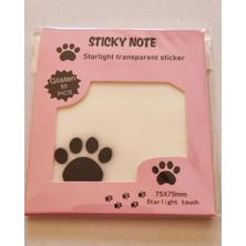Modellino Transparent Yapışkanlı Kare Not Kağıdı Kedili Patili Hayvan Dostlar Baskılı 75X75MM 50 Yaprak - Büyük Pati Baskılı