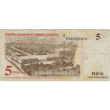 Banknoting 8. Emisyon 5 Ytl B08 Yeni Türk Lirası. Çok Temiz(-)