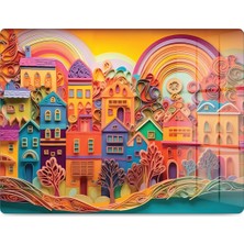 Reflexa Cam Kesme Tahtası 3D Binalar Gökkuşağı Desenli Çok Amaçlı 35 x 25 cm