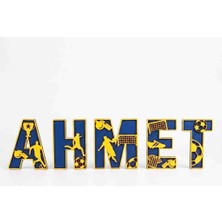 Kişiye Özel Çift Katmanlı Futbol Temalı Isimli Ahşap Duvar Dekoru Çocuk/ Bebek Odası Isimlik-Roven Studios / Kids