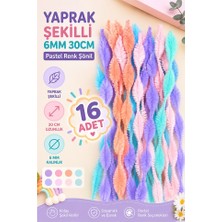 Artlantis Pastel Renkli 16 Adet Yaprak Şekilli Şönil 30 cm 6mm Karışık Pastel Renkler Tüylü Peluş Elişi Hobi Okul Öncesi Kreş