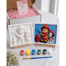 Itfaiyeci Çocuk 17X12CM Temalı 3D Taş Tozu Kabartma Pano Boyama Seti