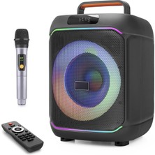Skygo Karaoke Mikrofonlu Bluetooth Hoparlör Fm Radyo 40W 8 İnç Rgb Kumandalı Siyah JBR818