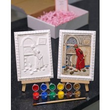 Kaplumbağa Terbiyecisi Temalı 17X12CM 3D Taş Tozu Kabartma Pano Boyama Seti