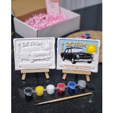 Ilk Arabamız Temalı 17X12CM 3D Taş Tozu Kabartma Pano Boyama Seti