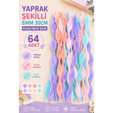 Artlantis Pastel Renkli Yaprak Şekilli Şönil 30 cm 6mm 64 Adet Karışık Pastel Renkler Tüylü Peluş Elişi Hobi Okul Öncesi Kreş