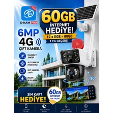 O-Kam 3915 4G 6mp Dual Lens Güneş Panelli Solar Sirenli Güvenlik Kamerası 1 Yıl İnternet (5GB*12Ay)