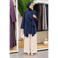 Qmashprive 9252 Asitmetrik Tunik Lacivert